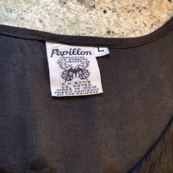 Papillon Black Button Tunic Top Sleeveless Size Large - Picture 3 of 7